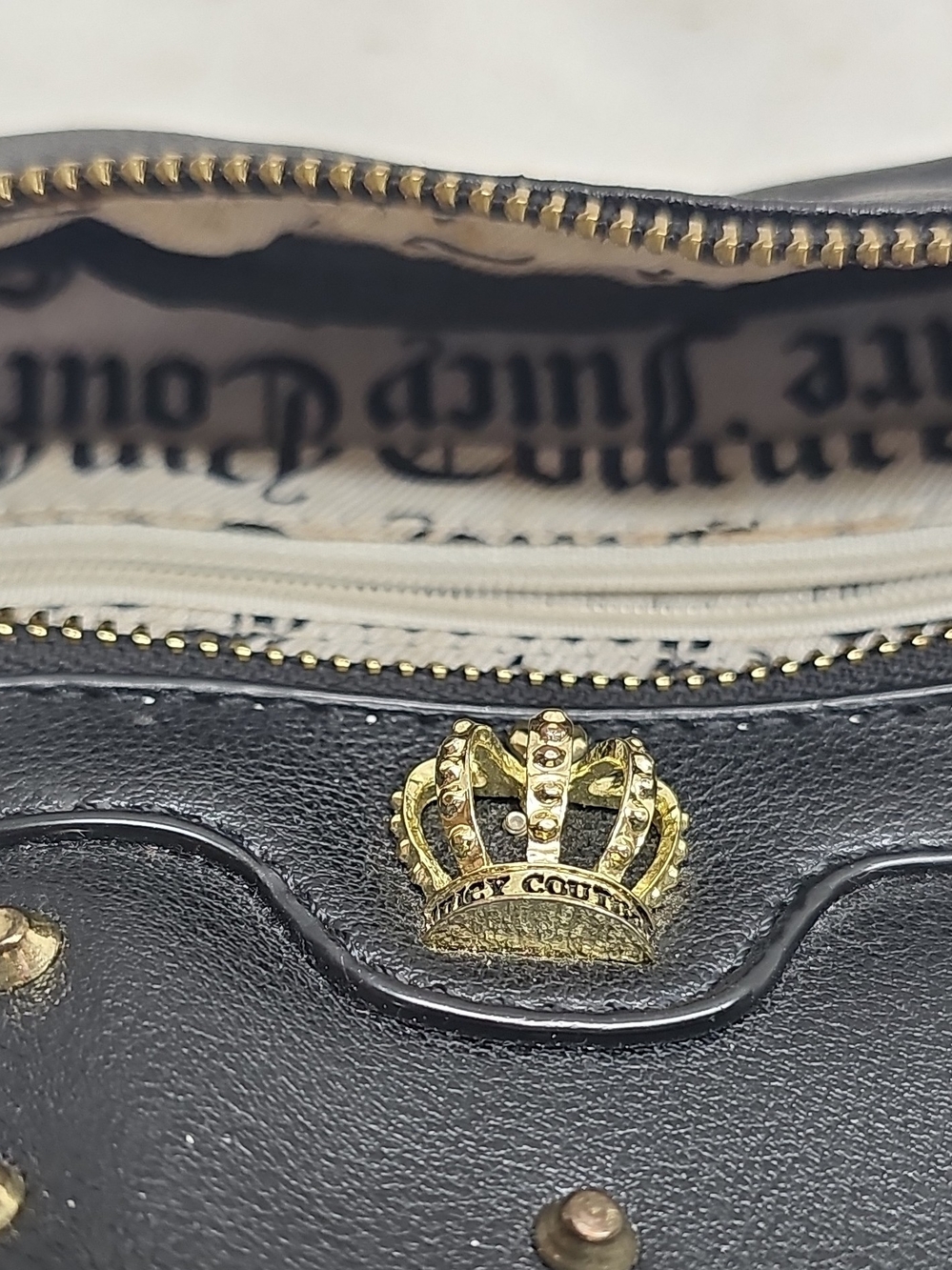 Black Women’s Crossbody Bag with Gold Accent - Picture 6 of 7